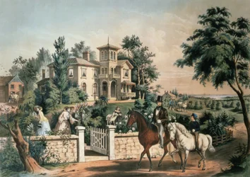 Amerikanisches Landleben, gestochen von Nathaniel Currier (1813-88), veröffentlicht von Currier und Ives, New York, 1855